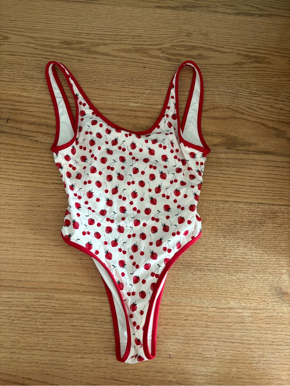 Frankie's Bikinis White One-Piece with Red Strawberry Print